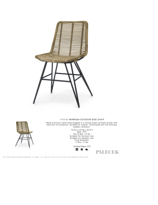 Palecek Hermosa Side Chair New Arrivals 3 Palecek Hermosa Side Chair New Arrivals
