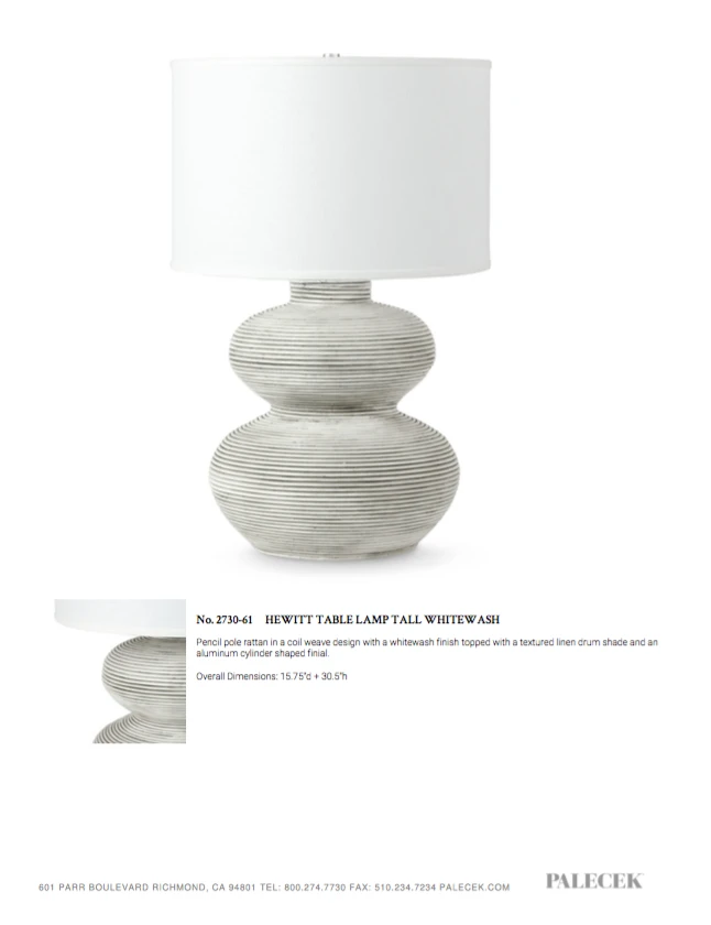 Palecek Hewitt Table Lamp Tall Whitewash New Arrivals 5 Palecek Hewitt Table Lamp Tall Whitewash New Arrivals