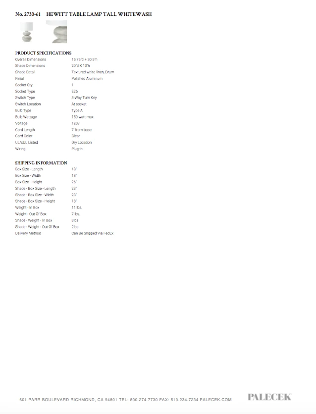 Palecek Hewitt Table Lamp Tall Whitewash New Arrivals 6 Palecek Hewitt Table Lamp Tall Whitewash New Arrivals