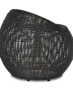 Palecek Outdoor Open Weave Wicker Swivel Stool Black