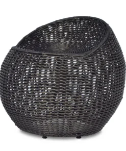 Palecek Outdoor Open Weave Wicker Swivel Stool Black