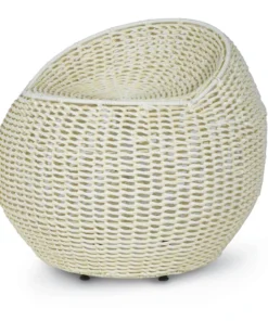 Palecek New Arrivals Outdoor Open Weave Wicker Swivel Stool White