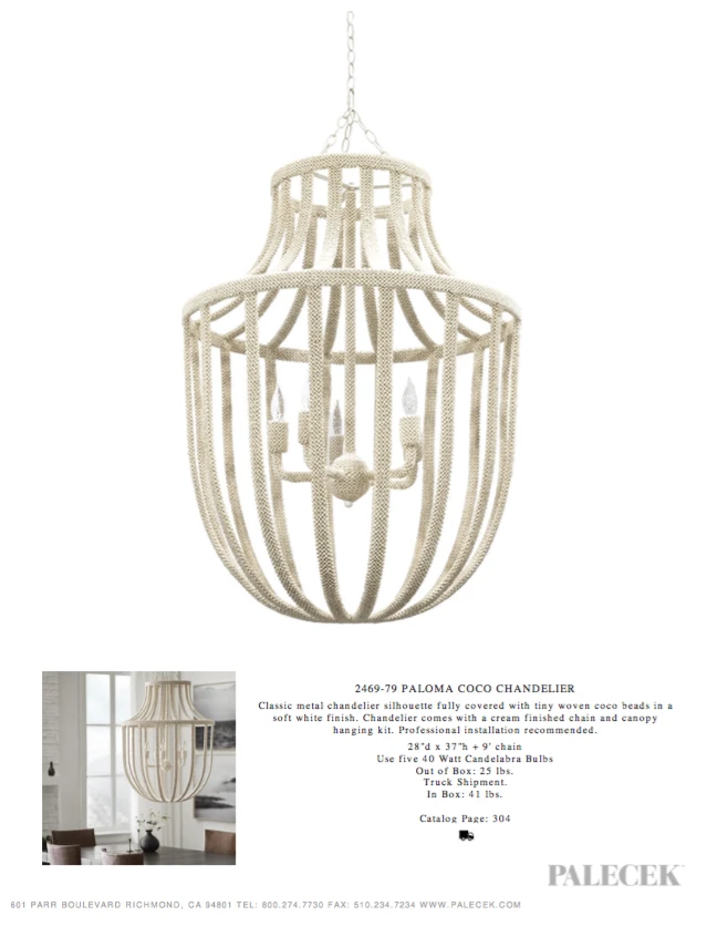 Palecek New Arrivals Paloma Coco Chandelier 5 Palecek New Arrivals Paloma Coco Chandelier