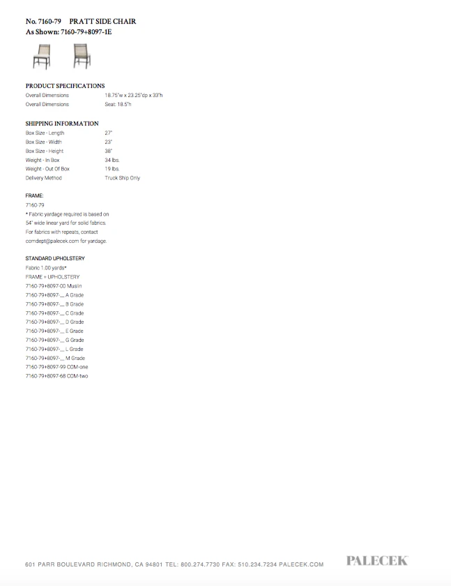 Palecek Pratt Side Chair 6 Palecek Pratt Side Chair