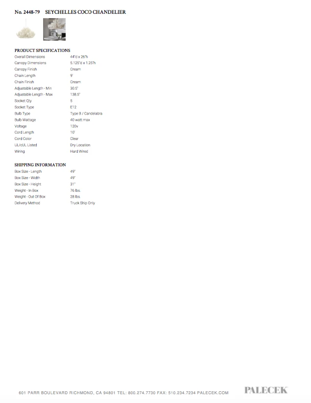 Palecek Seychelles Coco Chandelier New Arrivals 6 Palecek Seychelles Coco Chandelier New Arrivals