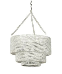 Palecek Veranda Woven Pendant Whitewash
