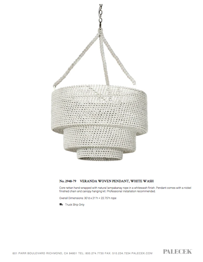 Palecek Veranda Woven Pendant Whitewash 3 Palecek Veranda Woven Pendant Whitewash