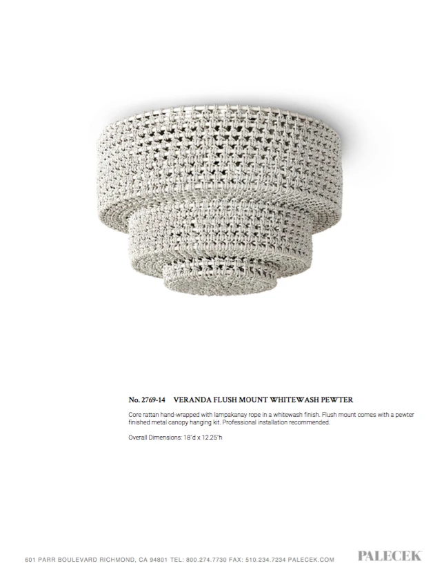 Palecek Veranda Flushmount Whitewash Pewter New Arrivals 3 Palecek Veranda Flushmount Whitewash Pewter New Arrivals