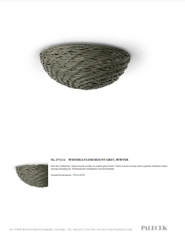 Palecek Wisteria Flush Mount Gray Wicker And Pewter New Arrivals 4 Palecek Wisteria Flush Mount Gray Wicker And Pewter New Arrivals