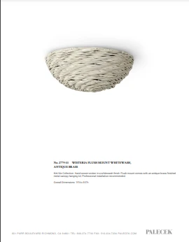 Palecek Wisteria Flush Mount Whitewash Wicker And Antique Brass New Arrivals 3 Palecek Wisteria Flush Mount Whitewash Wicker And Antique Brass New Arrivals