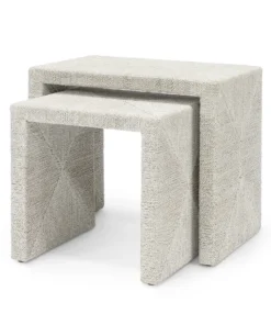Palecek New Arrivals Woodside Nesting Table Set Of Two White Sand