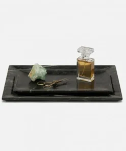 Pigeon And Poodle New Arrivals Elyria Tray Set Black Marble