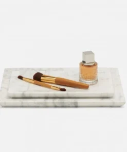 Pigeon And Poodle Elyria Tray Set White Marble New Arrivals