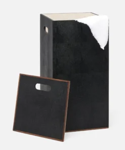 Pigeon And Poodle Northwich Rectangular Hamper Black Faux Shagreen