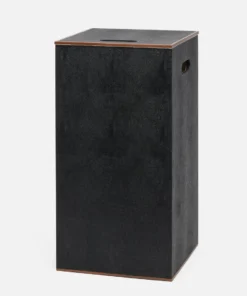 Pigeon And Poodle Northwich Rectangular Hamper Black Faux Shagreen