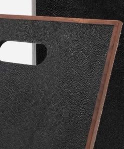 Pigeon And Poodle Northwich Rectangular Hamper Black Faux Shagreen