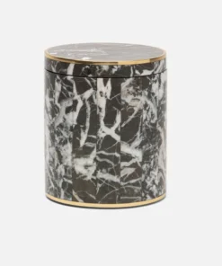 Pigeon And Poodle Rhodes Canister Nero Marble And Brass Metal New Arrivals