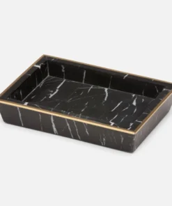 Pigeon And Poodle Rhodes Soap Dish Nero Marble And Brass Metal New Arrivals