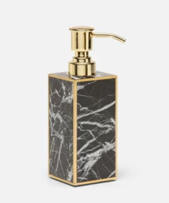 Pigeon And Poodle Rhodes Soap Pump Nero Marble And Brass Metal New Arrivals