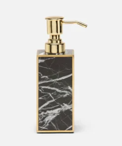 Pigeon And Poodle Rhodes Soap Pump Nero Marble And Brass Metal New Arrivals