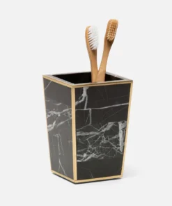 Pigeon And Poodle Rhodes Toothbrush Holder Nero Marble And Brass Metal 7 Pigeon And Poodle Rhodes Toothbrush Holder Nero Marble And Brass Metal