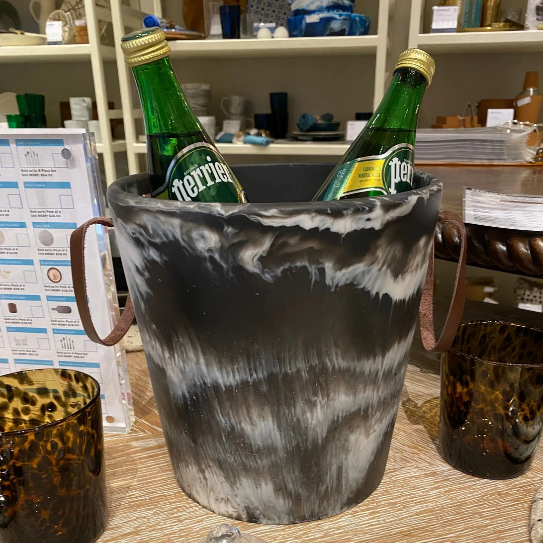 Blue Pheasant Wesley Black Swirled Ice Bucket 2 Blue Pheasant Wesley Black Swirled Ice Bucket