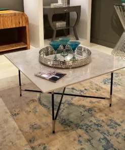 Worlds Away Zelda Coffee Table Marble And Nickel