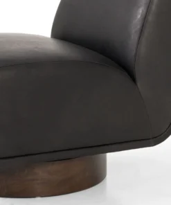 Four Hands Bronwyn Swivel Heirloom Black Leather