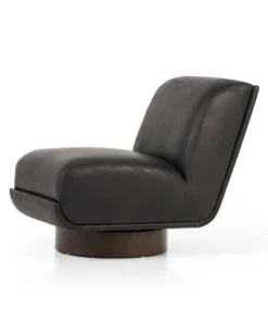 Four Hands Bronwyn Swivel Heirloom Black Leather