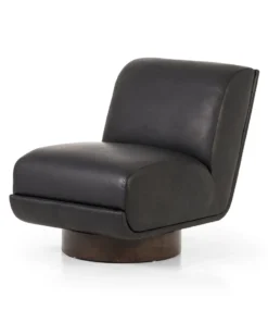 Four Hands Bronwyn Swivel Heirloom Black Leather