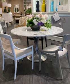 Bungalow 5 New Arrivals Stockholm Center Round Table Nickel With White Marble Top