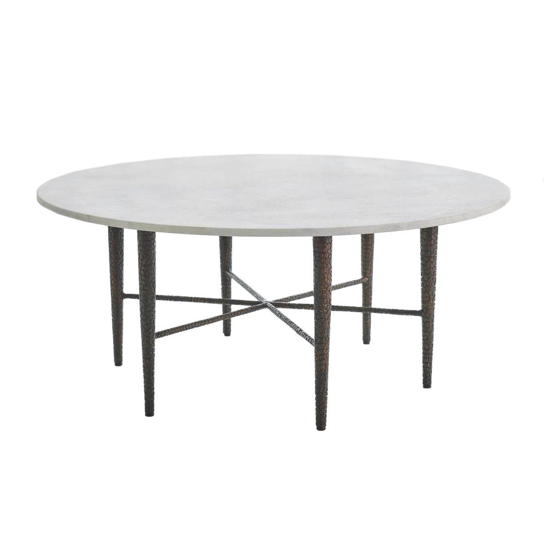 Studio A Hammered Cocktail Table Bronze With White Marble 1 Studio A Hammered Cocktail Table Bronze With White Marble