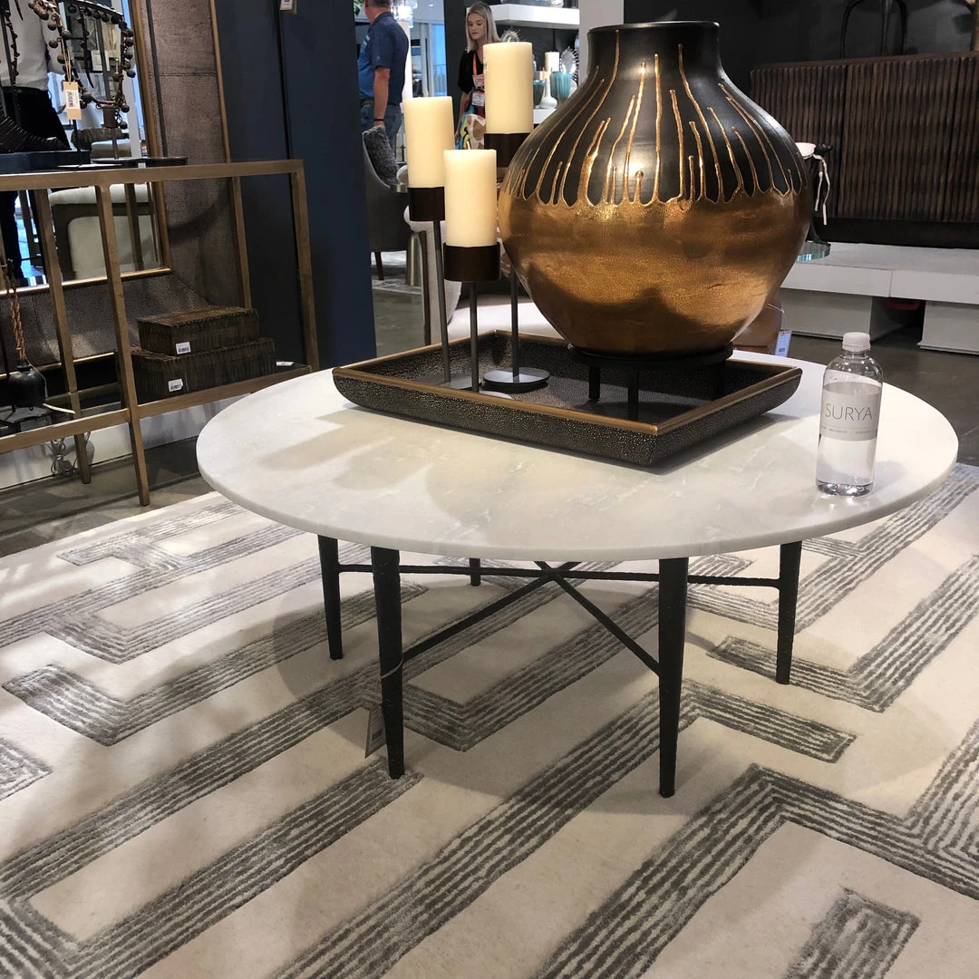 Studio A Hammered Cocktail Table Bronze With White Marble 2 Studio A Hammered Cocktail Table Bronze With White Marble