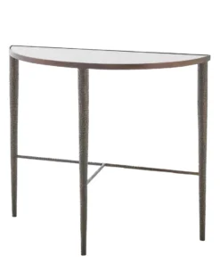 Studio A New Arrivals Hammered Console Table Bronze With White Marble
