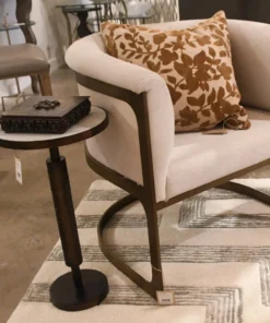 Studio A Hammered Martini Table Bronze With White Marble