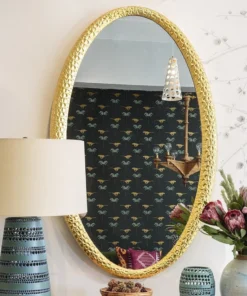 Mirror Home Jamie Drake Carved Oval Mirror Gold Leaf