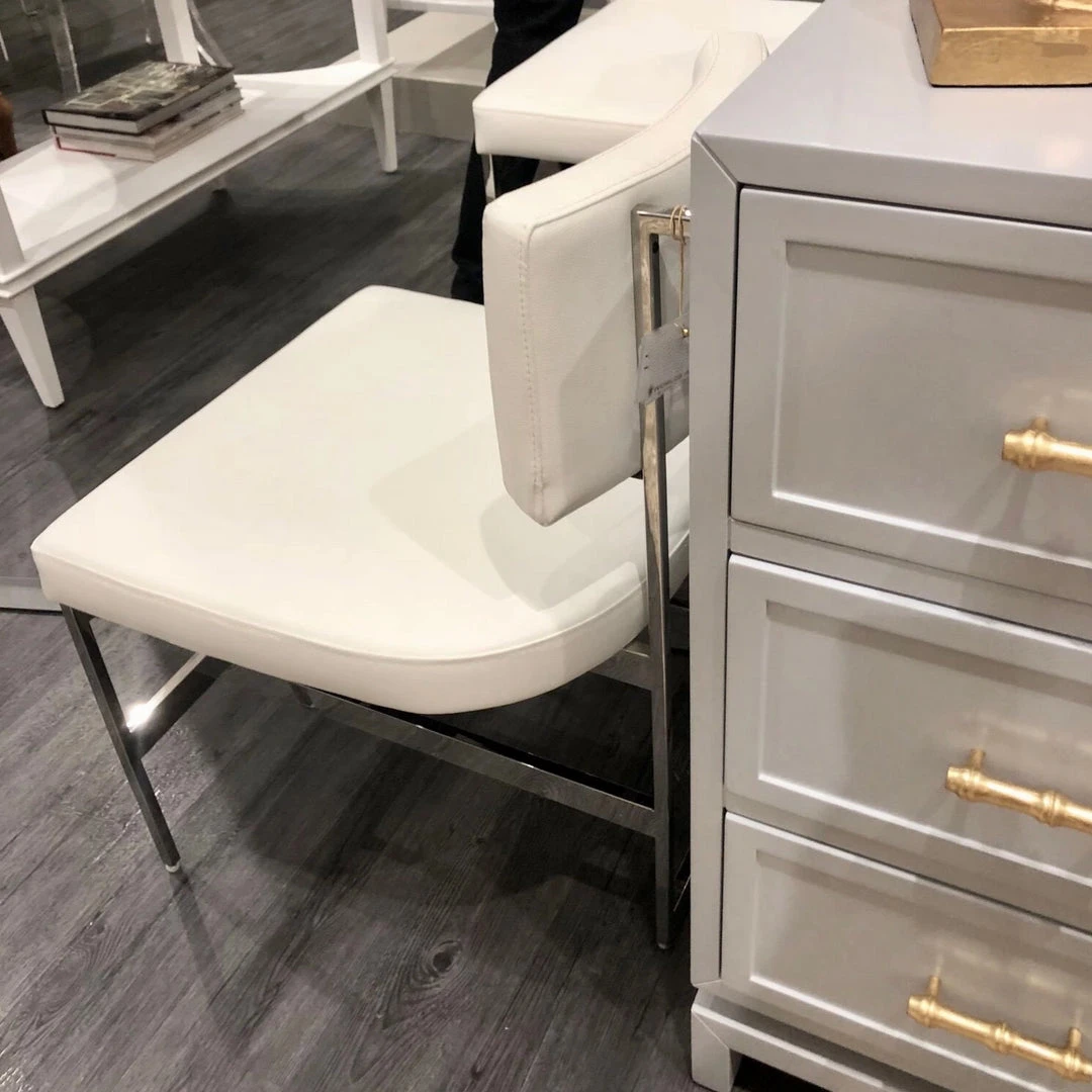 Worlds Away Shaw Chair Nickel And White Vinyl 3 Worlds Away Shaw Chair Nickel And White Vinyl