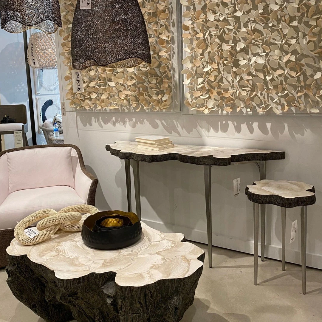 Palecek New Arrivals Chloe Fossil Clam Side Table 2 Palecek New Arrivals Chloe Fossil Clam Side Table