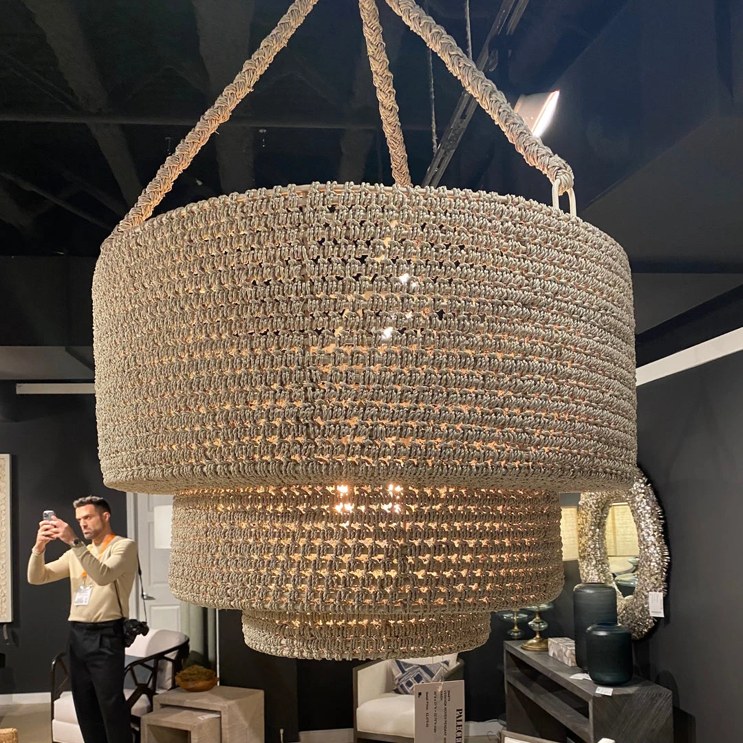 Palecek Veranda Woven Pendant Whitewash 2 Palecek Veranda Woven Pendant Whitewash