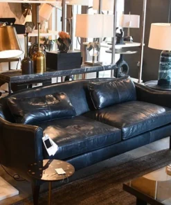 Arteriors Home New Arrivals Vincent Sofa Ink Leather