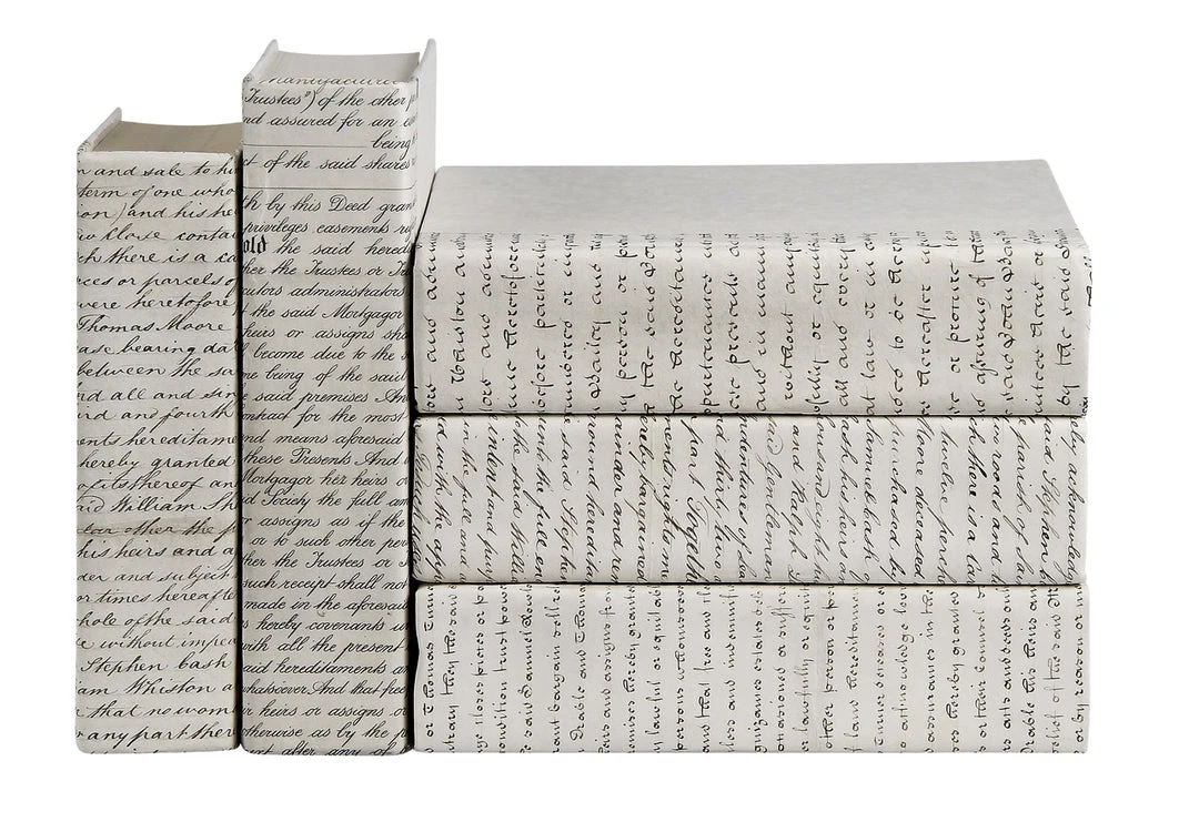 E Lawrence Vintage Vellum With Script Book Set Of 5 1 E Lawrence Vintage Vellum With Script Book Set Of 5