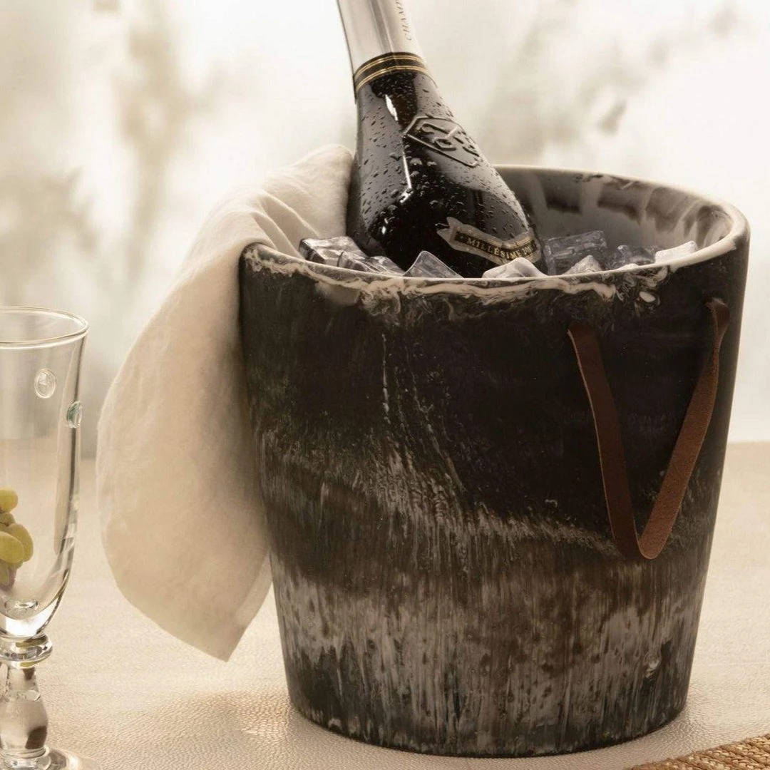 Blue Pheasant Wesley Black Swirled Ice Bucket 3 Blue Pheasant Wesley Black Swirled Ice Bucket