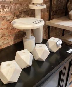 Noir Polyhedron Candle Holders Set Of Four White Marble