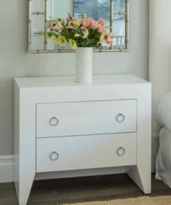 Worlds Away Easton White Side Table Nickel New Arrivals