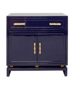 Worlds Away Marcus Lacquer Cabinet Navy
