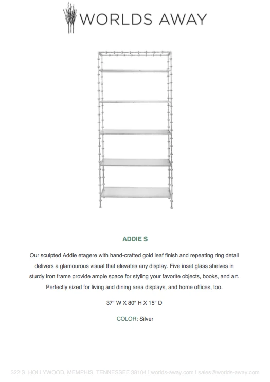 Worlds Away Addie Etagere Silver Leaf 4 Worlds Away Addie Etagere Silver Leaf