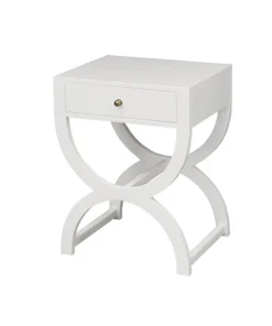Worlds Away Alexis Side Table White Lacquer