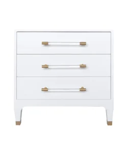 Worlds Away Amber Side Table White Linen