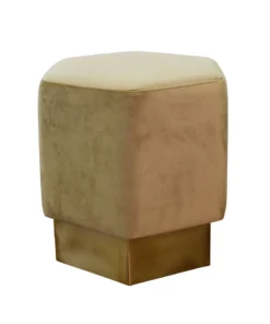 Worlds Away Asher Stool Brushed Brass Camel Velvet New Arrivals