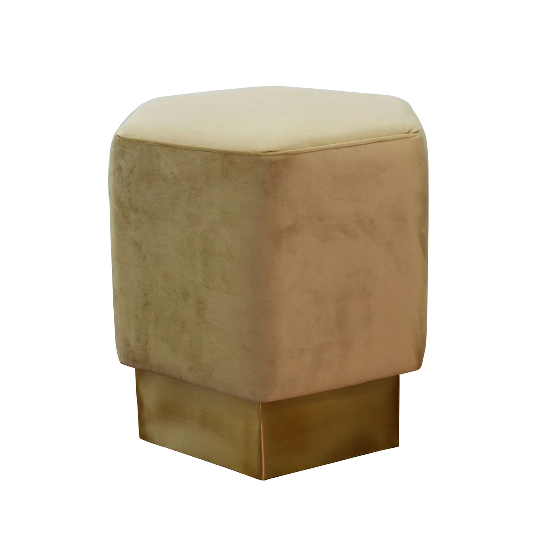 Worlds Away Asher Stool Brushed Brass Camel Velvet New Arrivals 1 Worlds Away Asher Stool Brushed Brass Camel Velvet New Arrivals